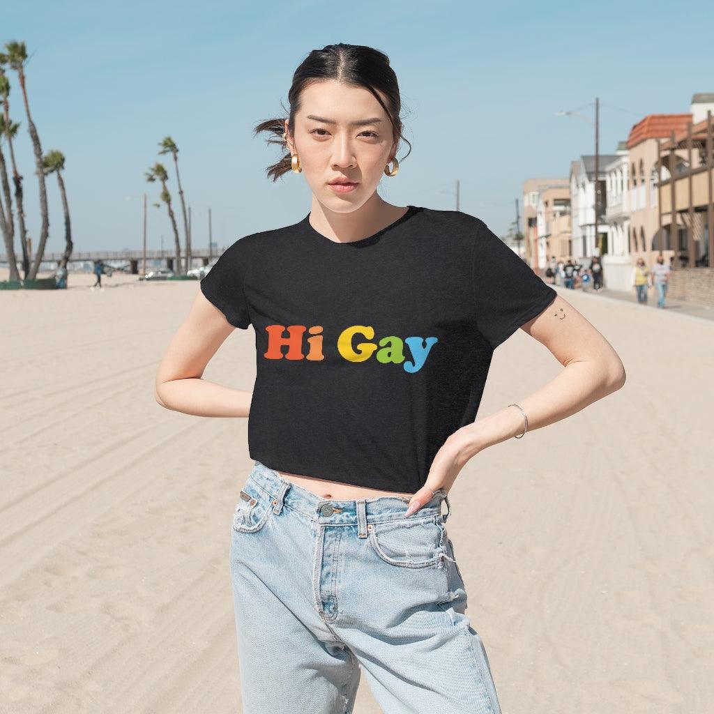 Hi Gay Flowy Cropped Tee - ShopQueer.co